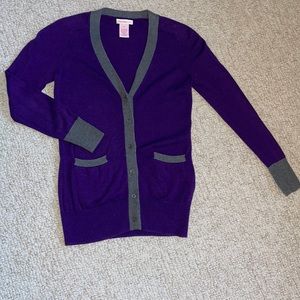 Purple cardigan sweater